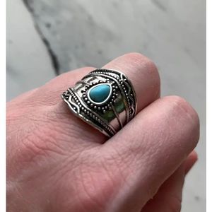 NEW Inlaid Turquoise Statement Fashion Ring Size 8
